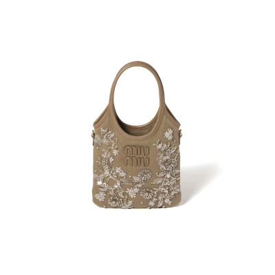 MIU MIU IVY EMBROIDERED GABARDINE BAG 5BA281 (24*20cm)